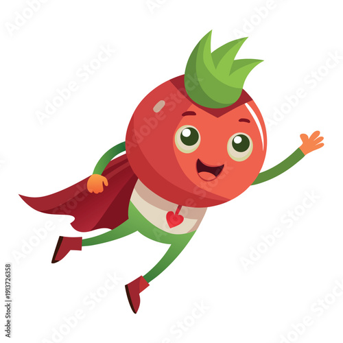 Cartoon pomegranate superhero character