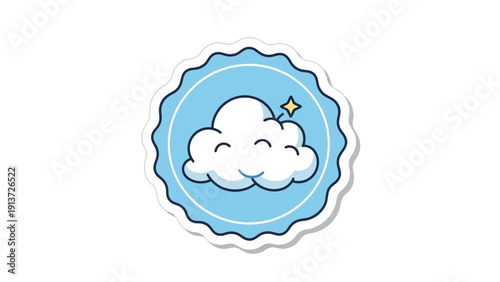 Vector illustration of a human head icon featuring a human brain designed as a cartoon sheep cloud with a baby lamb face pattern