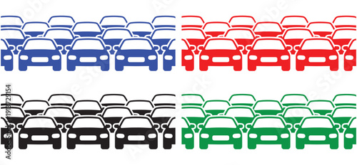 Cars icon set. Traffic jam , automobile, car, driving, transport. Auto symbol on white background - stock vector.