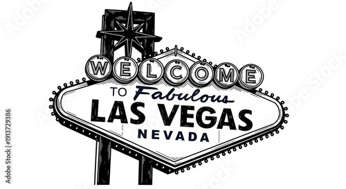 Welcome to Fabulous Las Vegas sign sketch raster