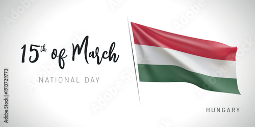 Hungary national day vector banner, greeting card