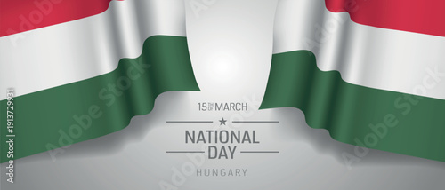 Hungary happy national day greeting card, banner with template text vector illustration