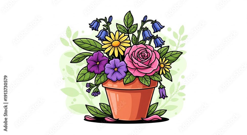 Naklejka premium bouquet of flowers in a vase drawing