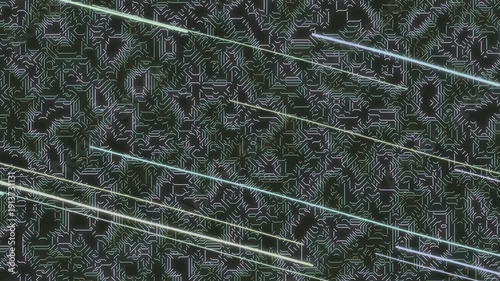 Close-up of a dark green and black patterned surface with several diagonal scratches