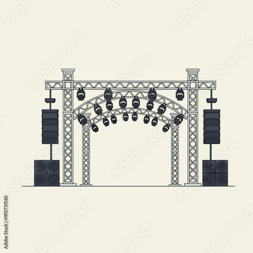 Concert Stage Truss Illustration – Event Lighting Rig Sound System Design