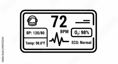 Medical Monitor Display with Vital Signs Readings.