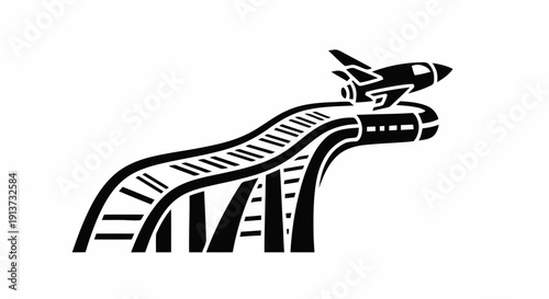 Stylized Dragon Illustration with Plane.