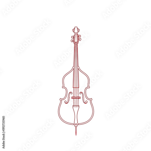 Elegant vector illustration of a double bass on white background