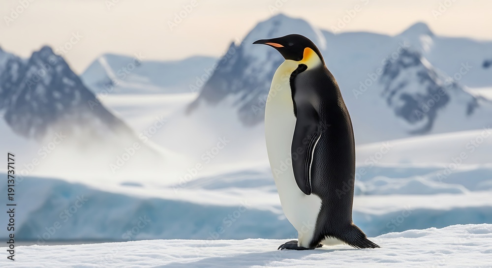 Obraz premium Emperor Penguin Standing on Snowy Landscape