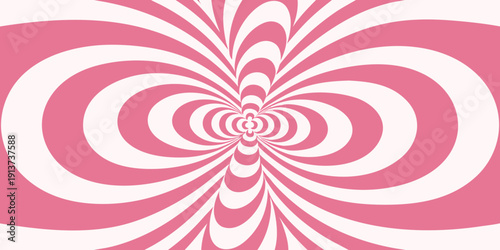 Abstract pink and white swirling vortex optical illusion design