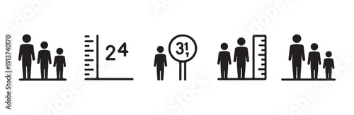 Measuring growth and development of people family members height comparison icons