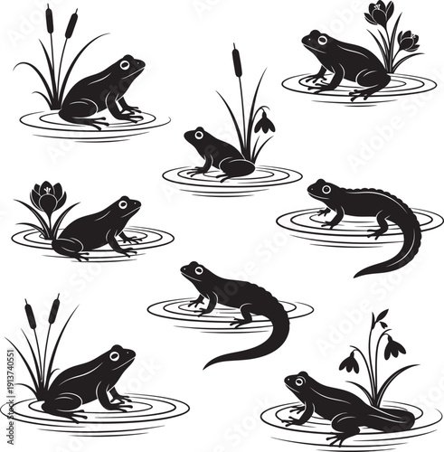 A collection of various wild animal icons including a lion, elephant, giraffe, and zebra isolated on a white background for graphic design projects.