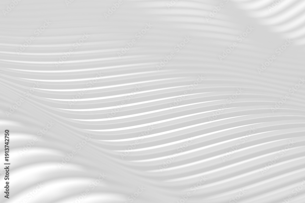 Naklejka premium Abstract wavy pattern in minimalistic white design for elegant background. 3d render