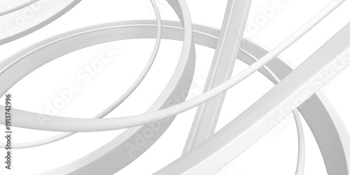 Abstract white circular lines composition for modern art and design projects. 3d render