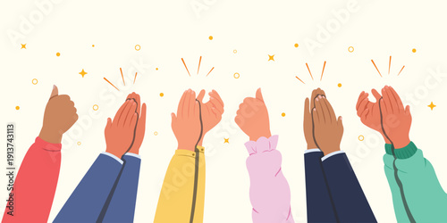Concept of hands clapping vector, Applause hands sign. Celebrate and congratulation banner.