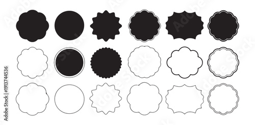 Konstfotografi Assorted black and white abstract shapes for seals emblems and labels collection