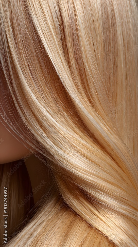 Fototapeta premium Blonde hair strands closeup flowing texture