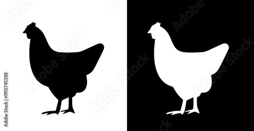 chicken icon black and white background, 