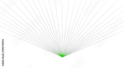 Green light rays emanating from a central point, radiating outward in a symmetrical pattern, creating a sense of energy and movement
