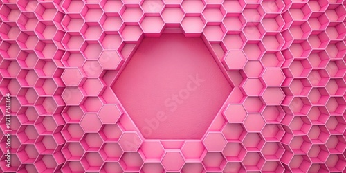 Abstract Pink Hexagon Pattern with Central Empty Space Ideal for Presentation Background