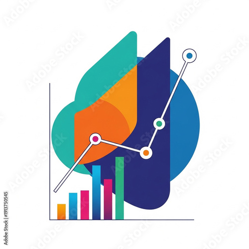 Abstract Data Visualization with Growing Bar Chart and Line Graph.