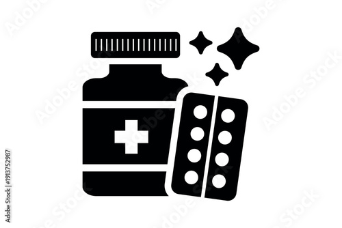 Pharmacy and pill icon. pharmacy drug signs illustration for app and web .
