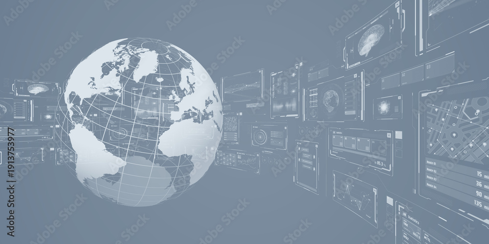 Fototapeta premium Futuristic cyberspace and global network concept