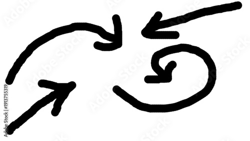 Doodle Emphasis Arrow Icon – Quirky Twist, Zigzag Line, Spring Coil, Curved Wave, Vector Illustration