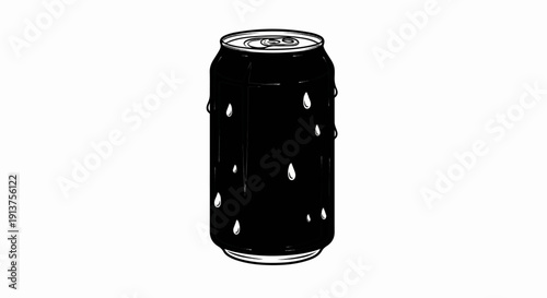Black drink can with condensation drips