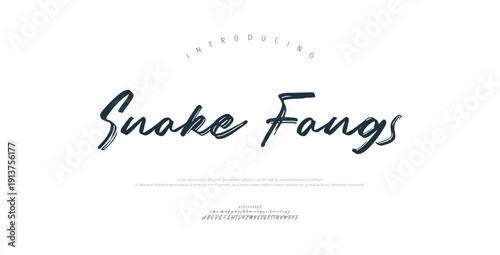 Snake Fongs, Script luxury wedding alphabet letters font with tails. Typography elegant classic serif fonts and number decorative vintage retro concept for logo branding. vector illustration
