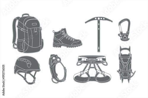 Mountain climbing equipment set