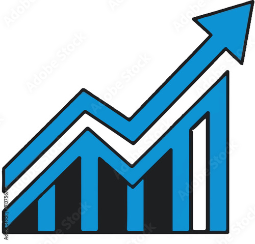 Blue arrow graph indicating upward trend