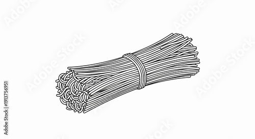 Bunch of thin, straight strands, tied in the middle with string