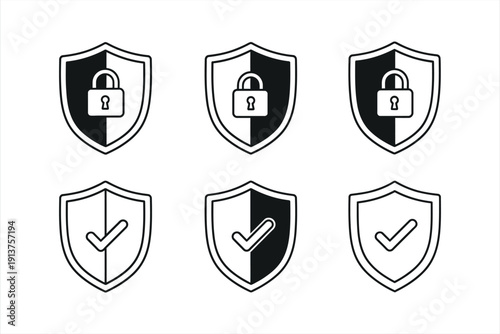 Security and Safety Shield Icons Set