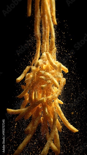 French fries falling with seasoning dust