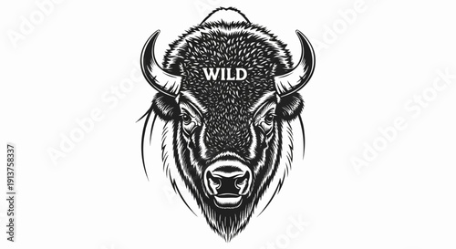 Bold black and white illustration of a fierce bison head with the word "WILD