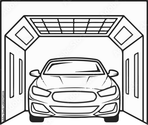 Car inside a paint booth