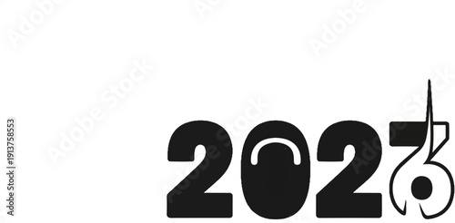 Bold graphic numbers for the year 2023 featuring stylized figures