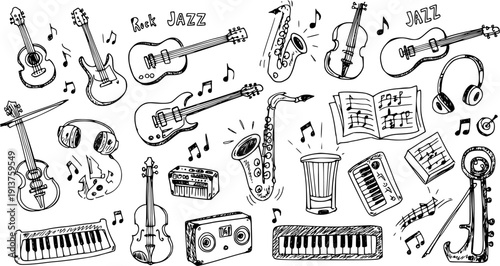 Hand-drawn Musical Instruments: A Sketchy Symphony for Rock and Jazz Lovers