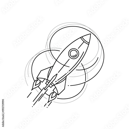 Stunning rocket launching into space with dynamic motion lines