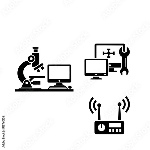 Modern technology and science icons for innovative projects and presentations