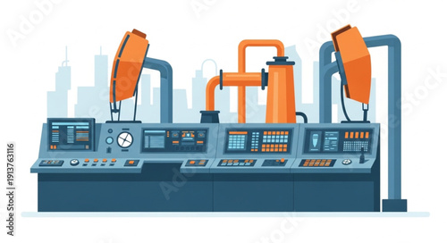 Industrial Control Panel with Screens and Buttons.
