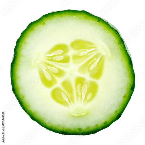 fresh cucumber slice close-up isolated