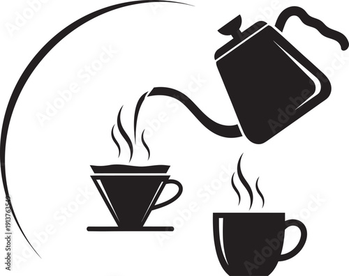 Close-up of a professional barista carefully pouring hot water over fresh coffee grounds using a pour-over device for manual brewing.