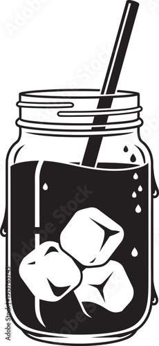 Refreshing cold brew coffee served in a tall glass with ice cubes and condensation, perfect for a summer beverage.