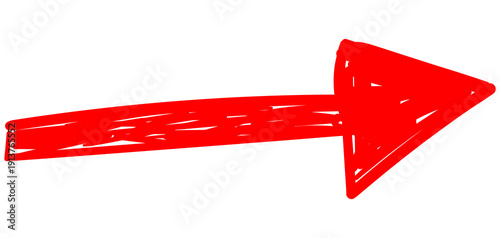 Fotografía Hand drawn red right pointing bold arrow symbol