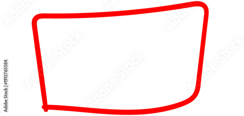 Hand drawn red rectangle outline shape