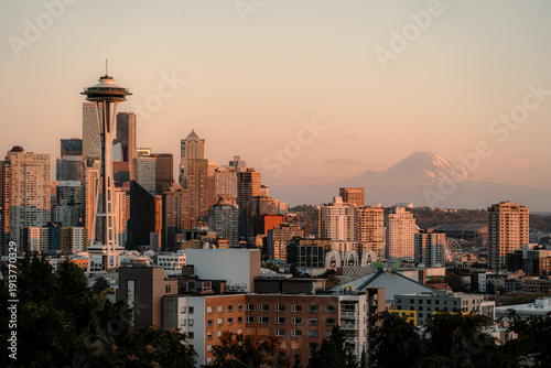 The Space Needle observation tower in Seattle, Washington.