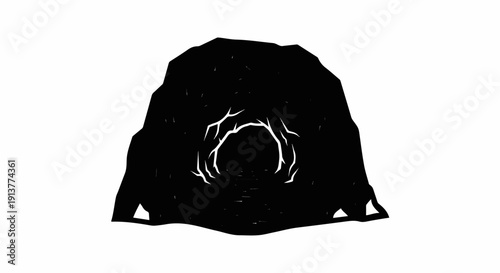 Dark cave entrance with a path leading into the unknown