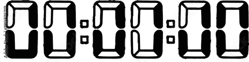 Digital display showing time 000000 with a clean, bold, black and white aesthetic